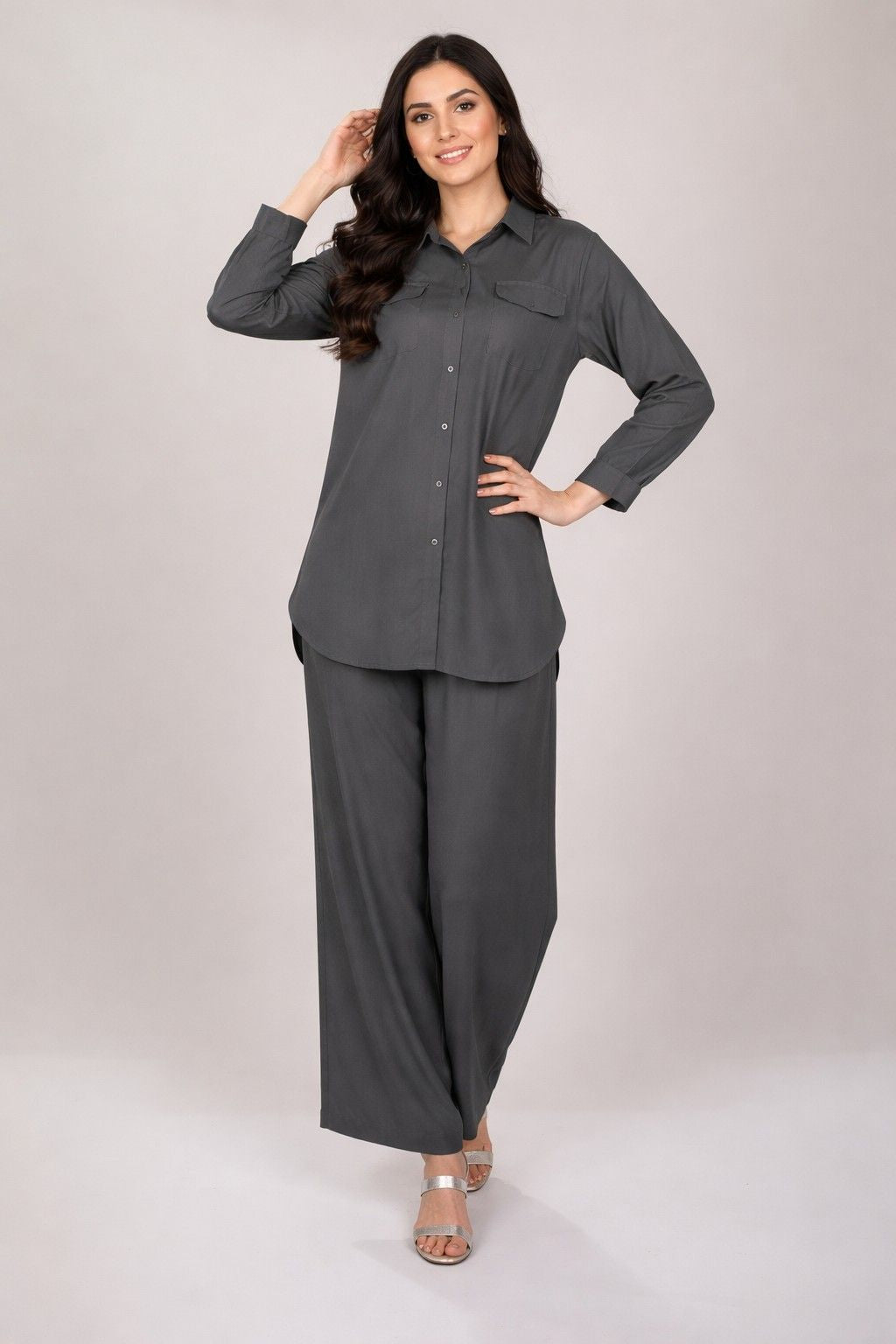 Charcoal Grey Cotton Co-Ord Set