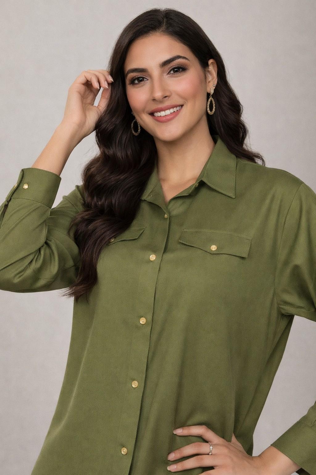 Olive Green Cotton Co-Ord Set