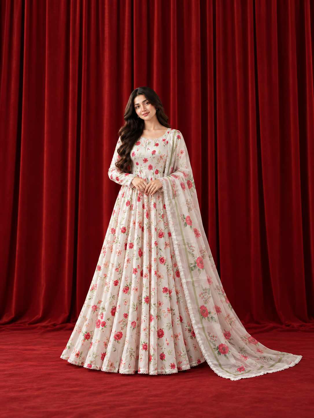 Ivory Bloom Luxury Anarkali 2pc