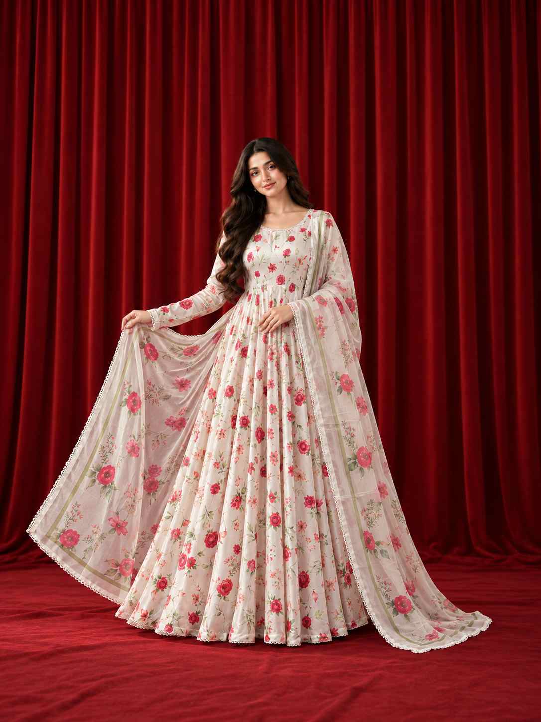 Ivory Bloom Luxury Anarkali 2pc