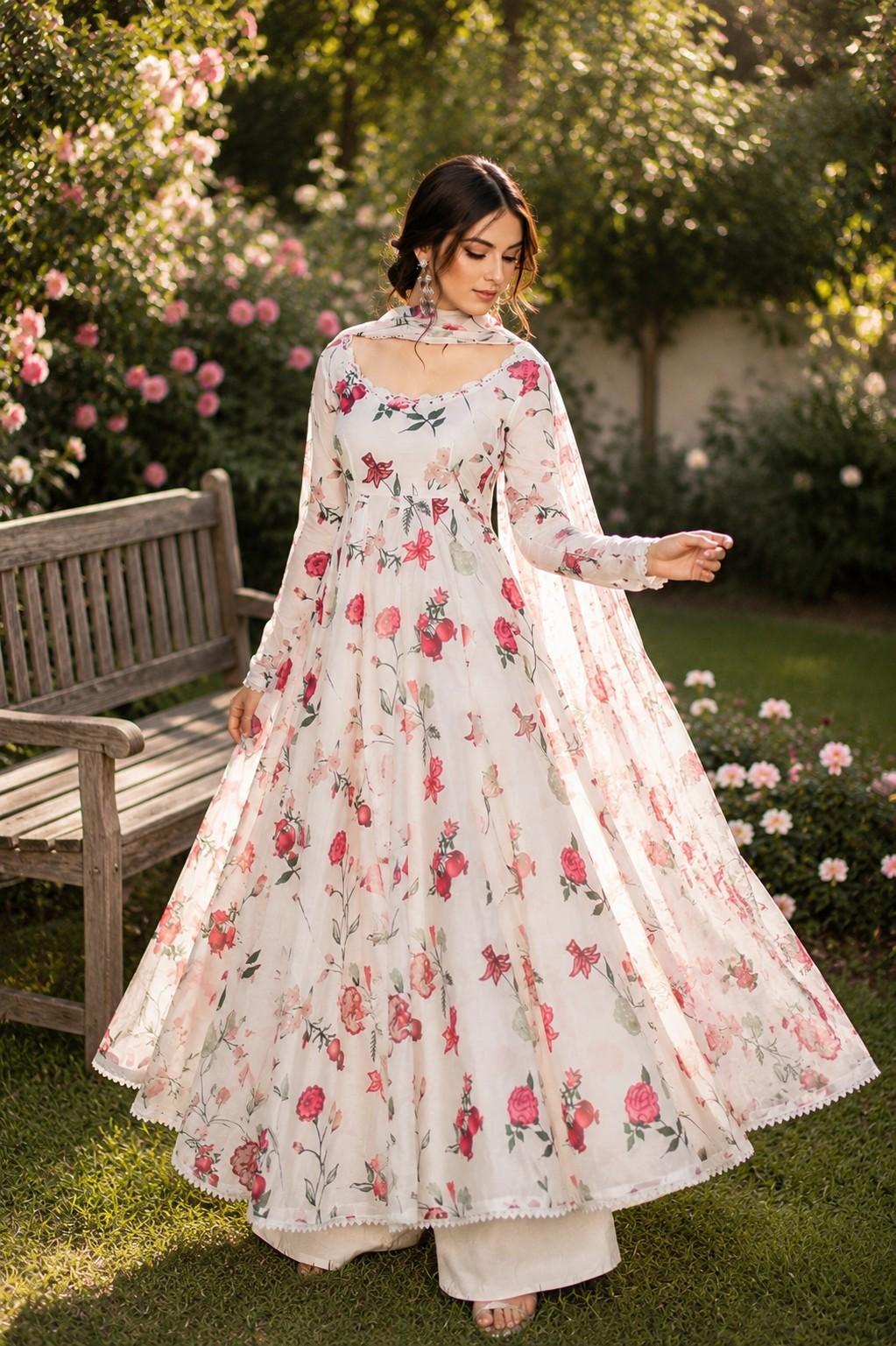 Ivory Bloom Luxury Anarkali Set